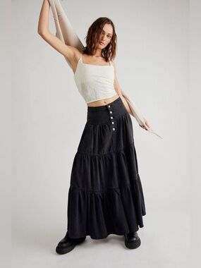 Free People Dreamweaver Maxi Skirt Black Small